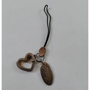 Gucci Cell Phone Strap Key Holder Bag Charm Silver Heart and Logo